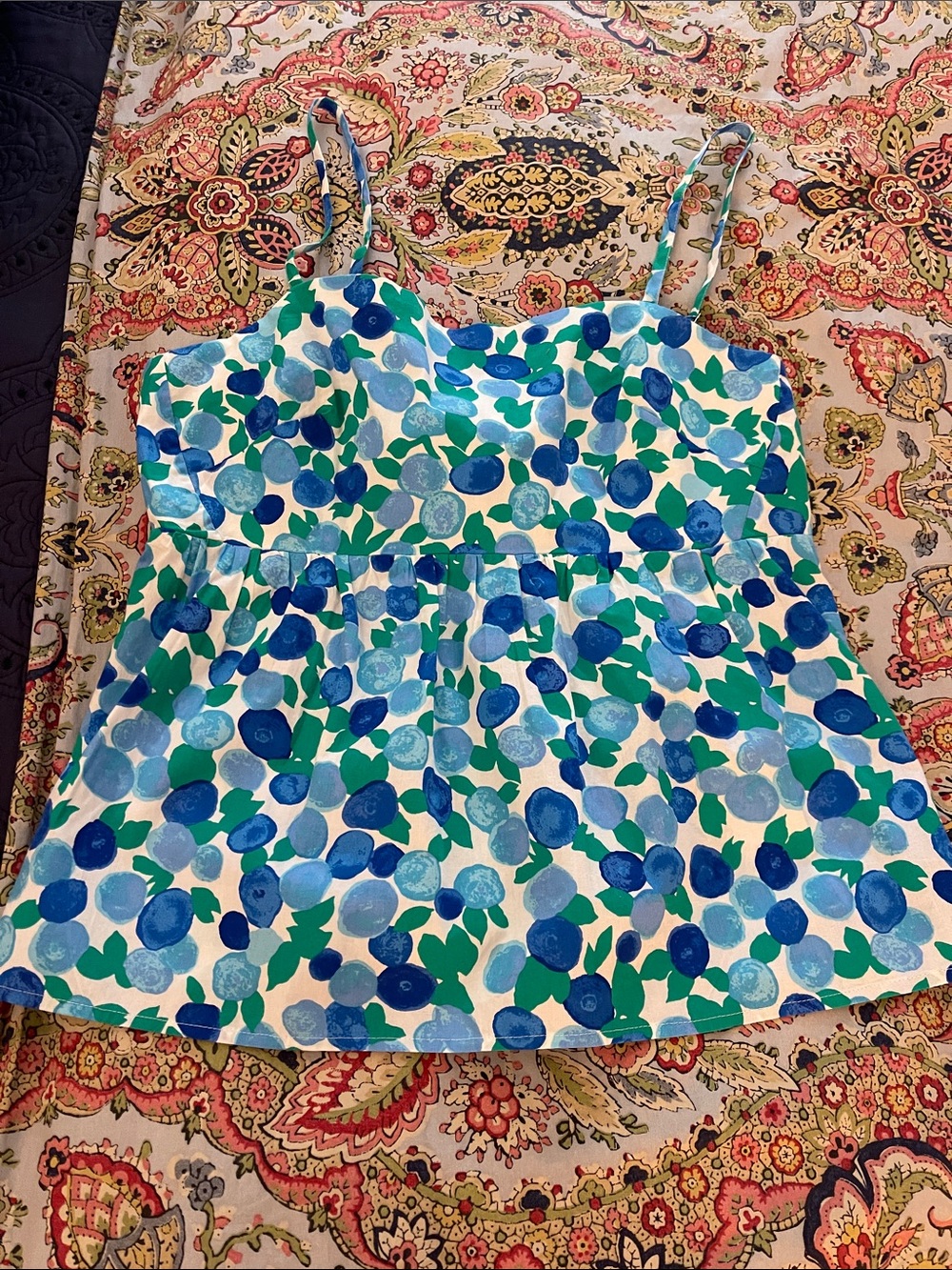 Women’s Blue & Green Floral Print peplum Top